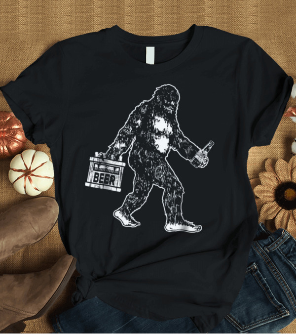 T-Shirt: Bigfoot Beer Sasquatch with Craft Bottle and Case T-Shirt Bigfoot Beer Sasquatch with Craft Bottle and Case T-Shirt