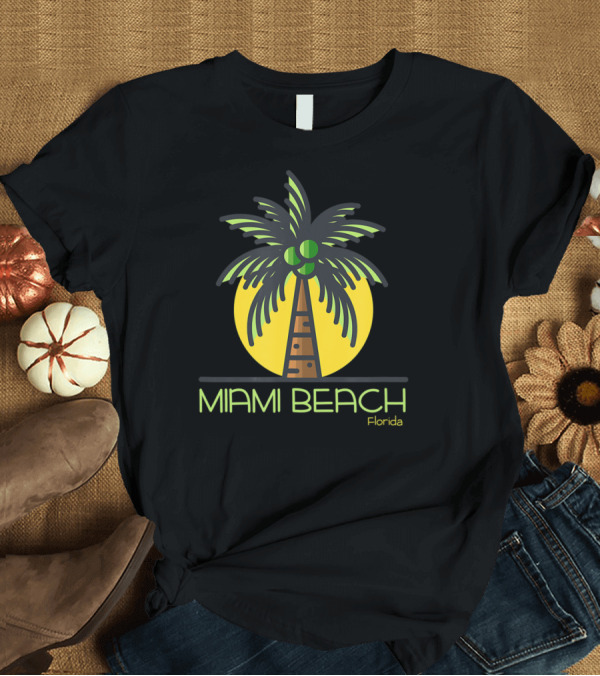 T-Shirt: Miami Beach Florida Palm Tree Sun T-Shirt Miami Beach Florida Palm Tree Sun T-Shirt