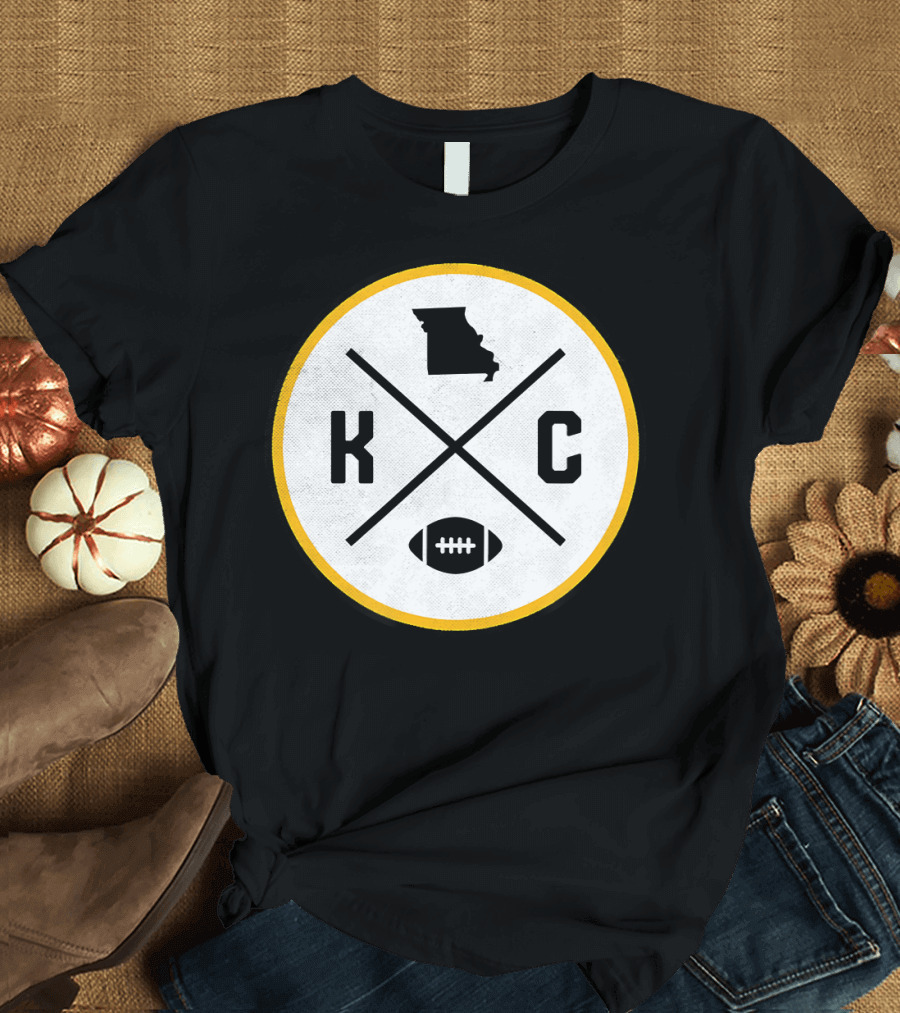 KC Football Missouri Map Outline Badge T-Shirt