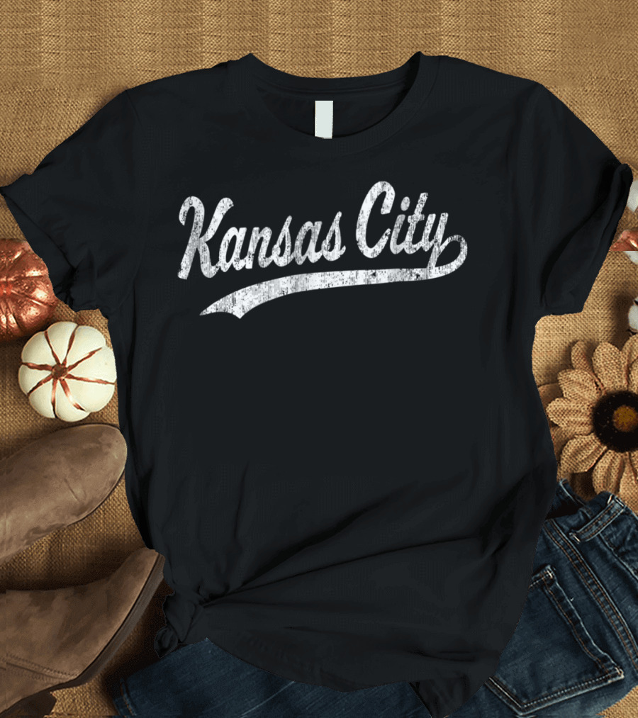 Kansas City KC Vintage Baseball Script T-Shirt