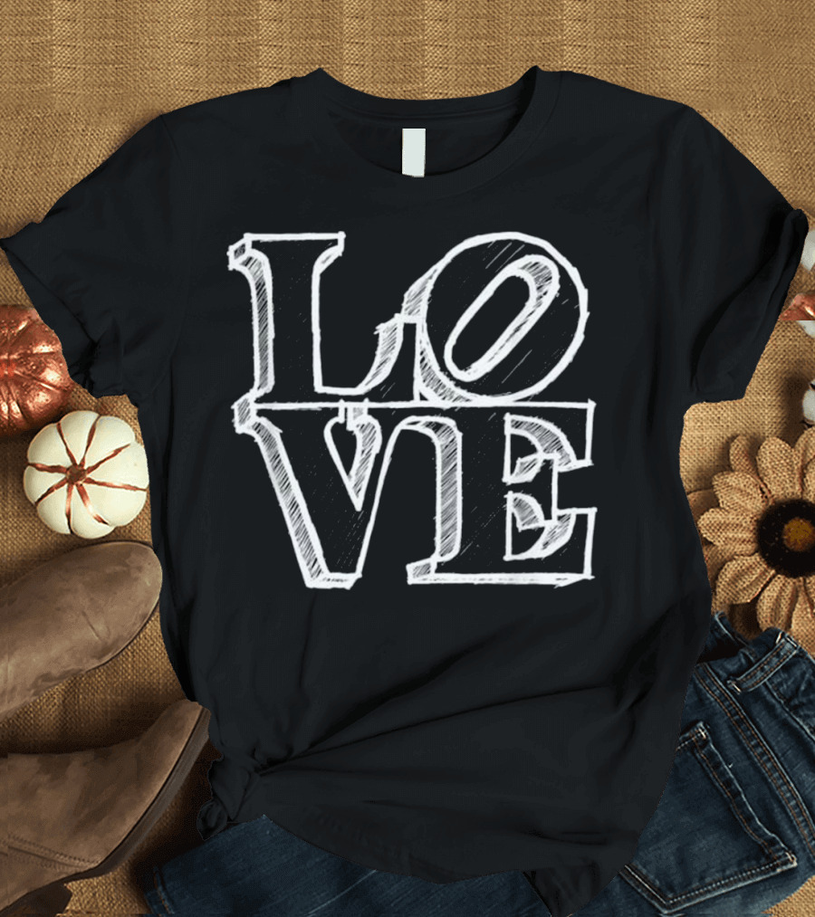 Philadelphia LOVE Statue Iconic Philly Pennsyl Typography T-Shirt