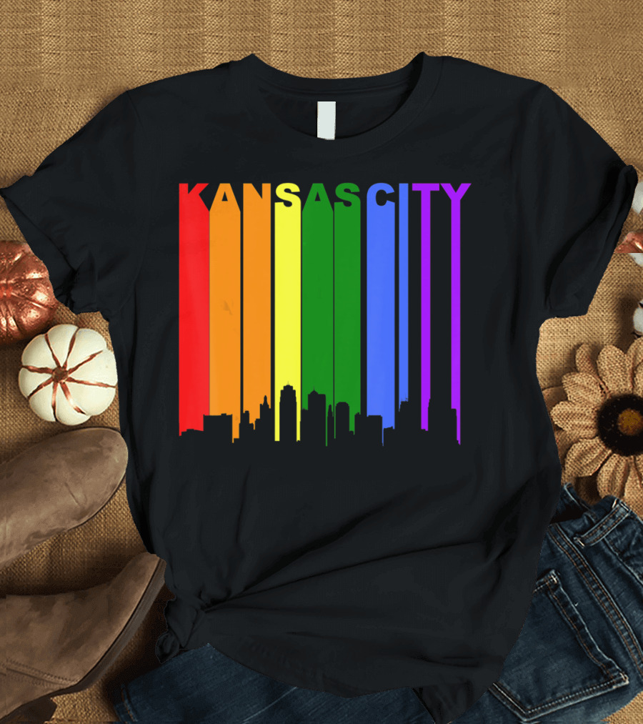 Kansas City Missouri Rainbow Skyline Downtown T-Shirt