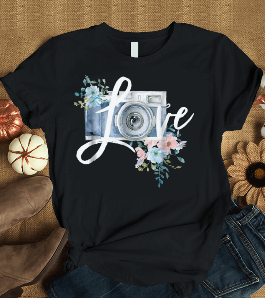 Love Photographer Camera Floral T-Shirt