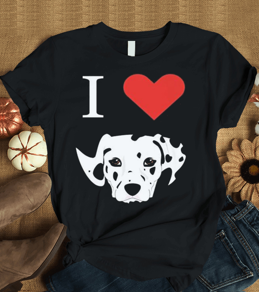 I Heart Dalmatian Dog Head With Red Love T-Shirt
