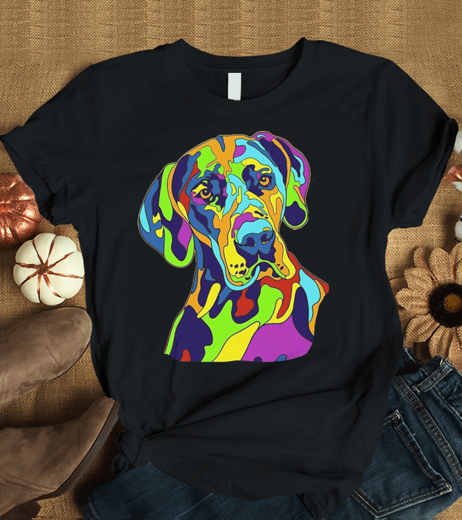 Great Dane Funny Splash Colorful Dog Art Pop T-Shirt