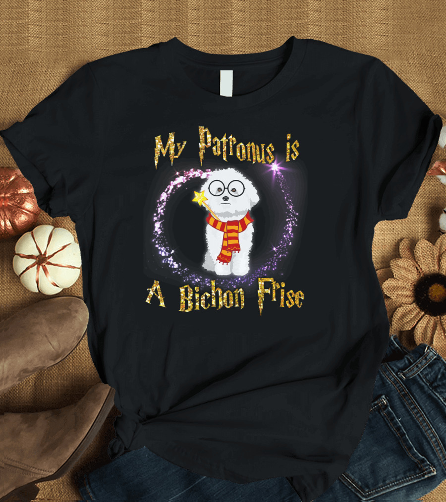 My Patronus Is a Magic Bichon Frise Dog with Glasses and Wand T-Shirt