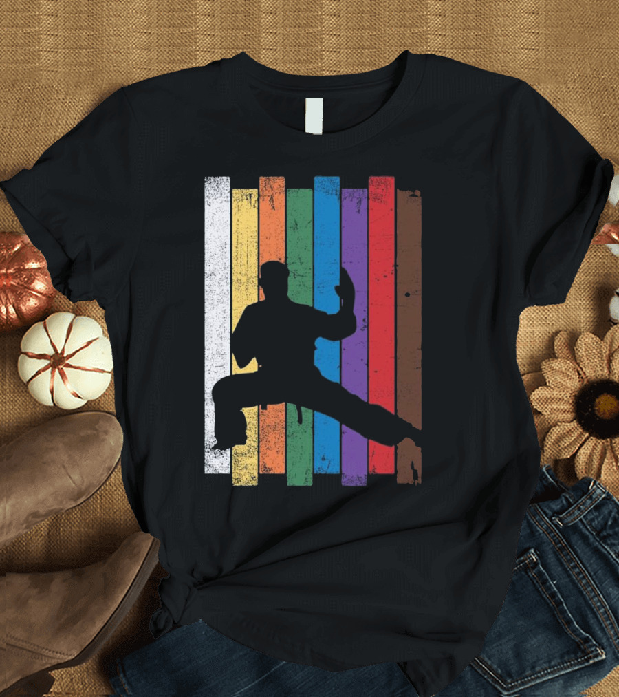 Karate Belt Colors Silhouette Martial Arts Pose T-Shirt