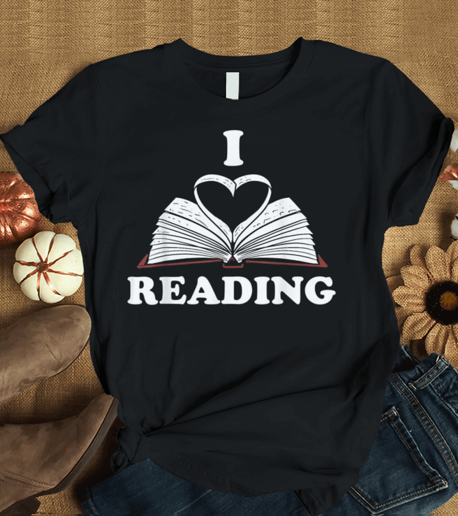 I Love Reading Open Book Heart T-Shirt