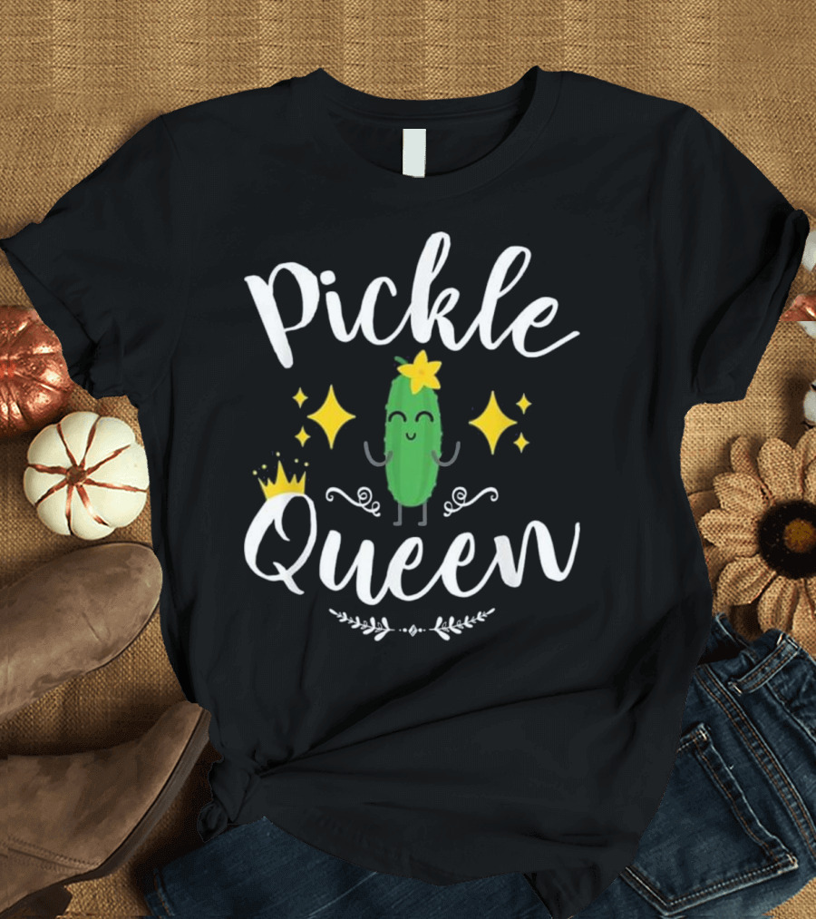 Pickle Queen Women Girl Food Veget Fun Sparkly T-Shirt