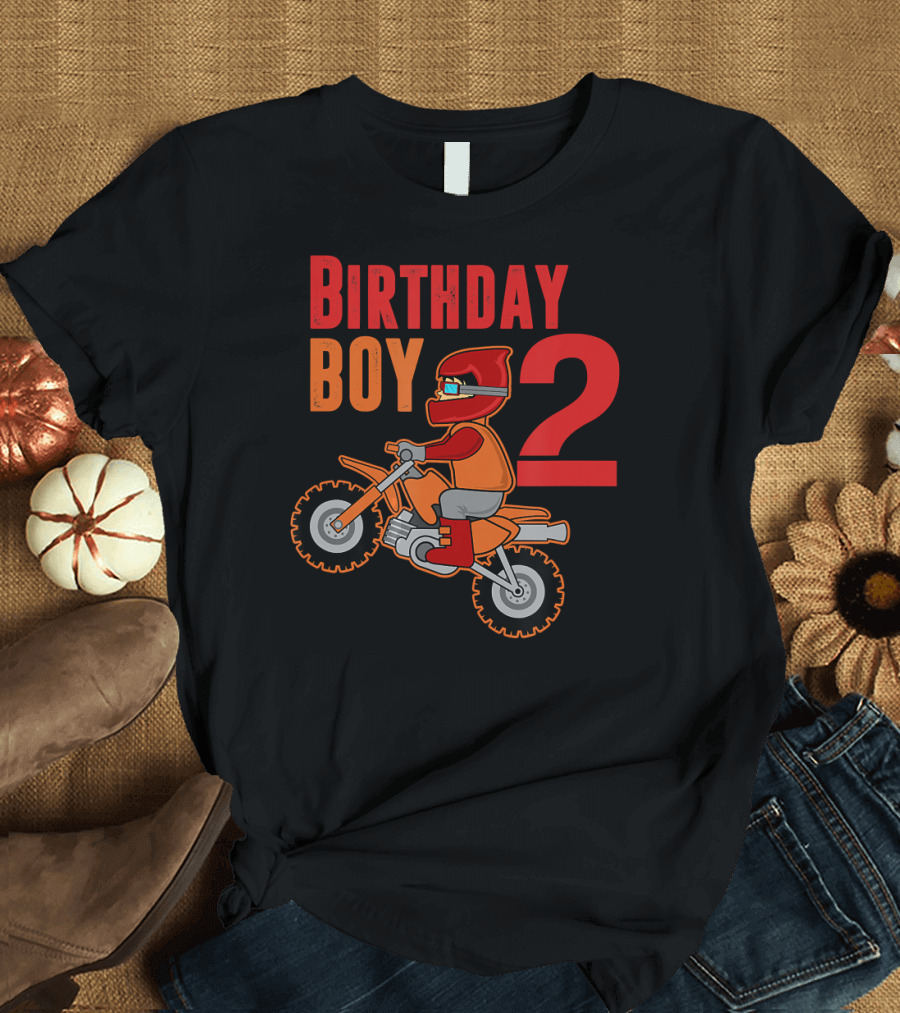 Birthday Boy 2 Year Old Dirt Bike Rider T-Shirt
