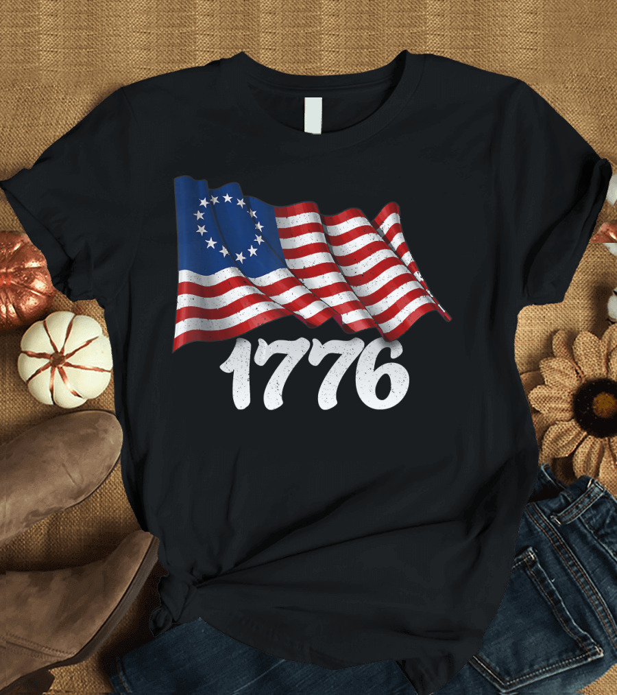 America 1776 Betsy Ross Flag Vintage Distress T-Shirt