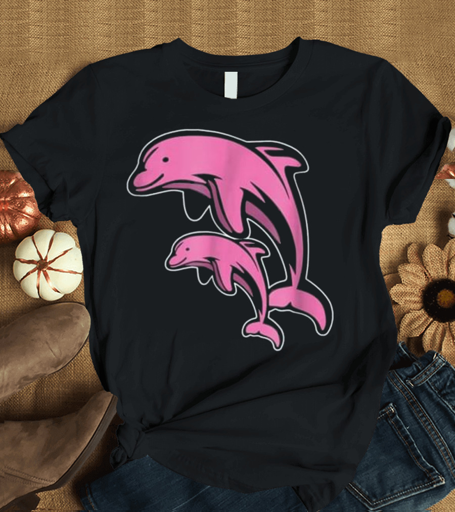 Pink Dolphin Ocean Animal Duo T-Shirt