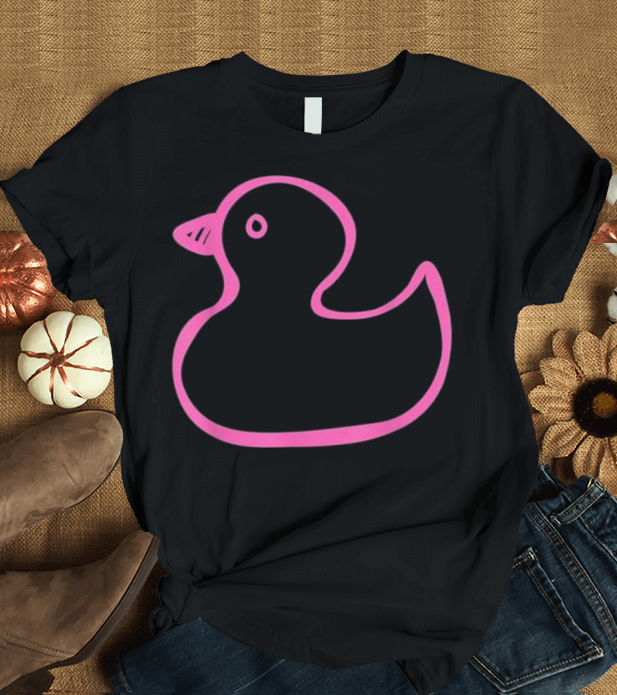 Pink Outline Duck Tshirt Neon Rubber Ducky T-Shirt