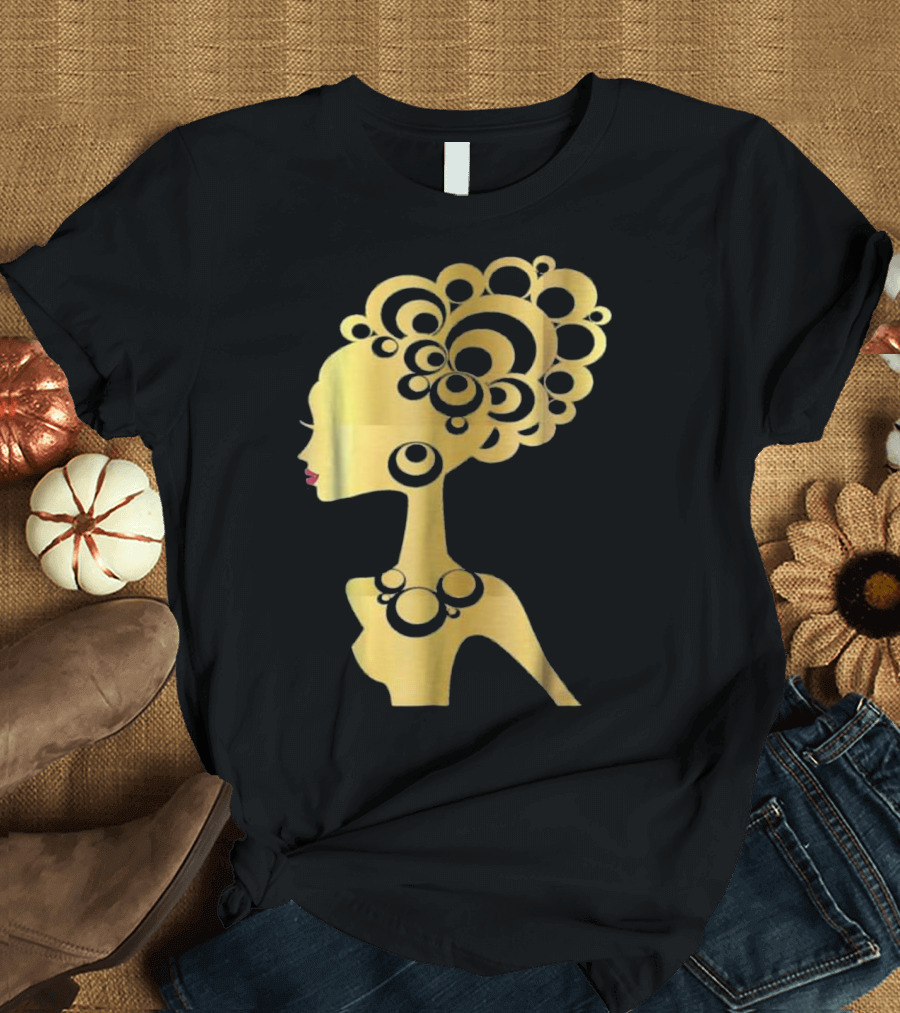 Black Girl Magic Gold Art Red Lips Diva T-Shirt