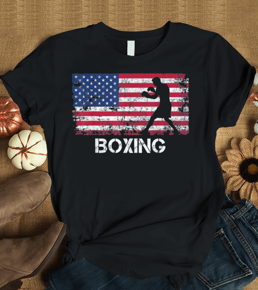 American Flag Boxing T-Shirt