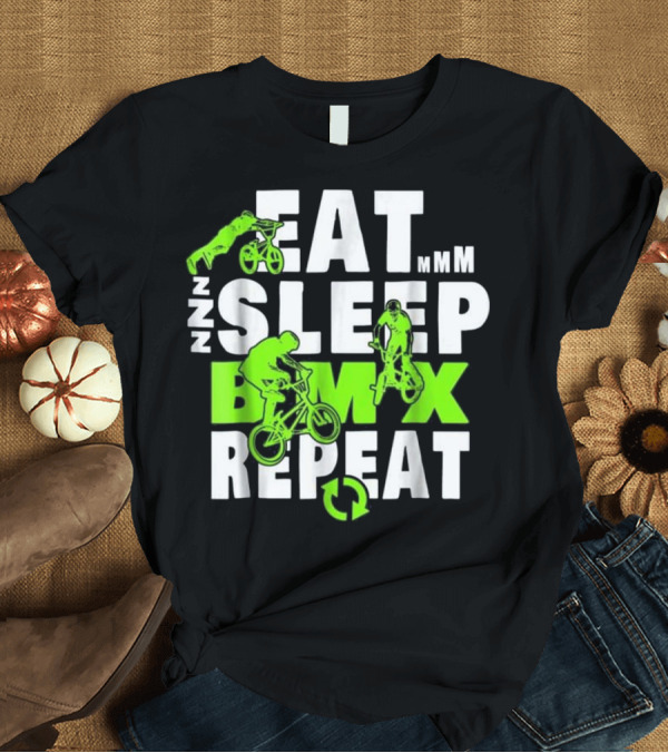 T-Shirt: Eat Sleep BMX Repeat Funny Bicycle Stunt Icons ZZZ Mmm T-Shirt Eat Sleep BMX Repeat Funny Bicycle Stunt Icons ZZZ Mmm T-Shirt