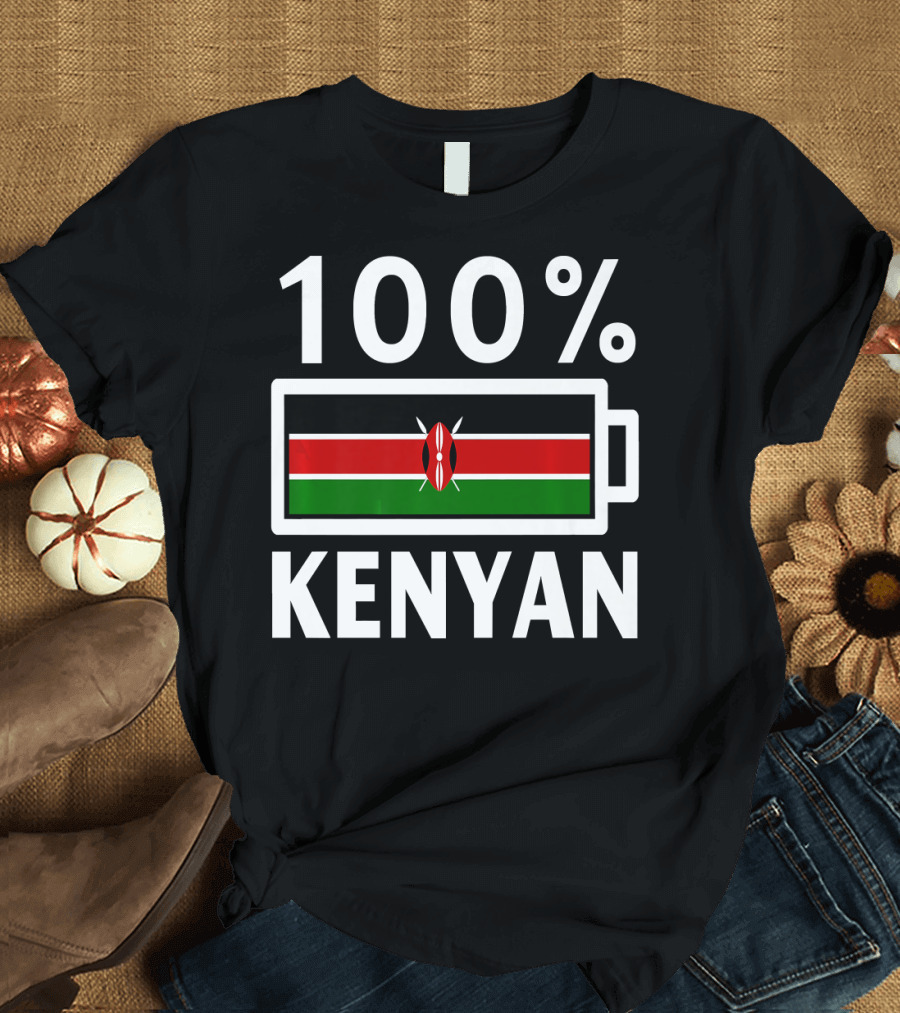 100 Percent Kenyan Flag Battery T-Shirt