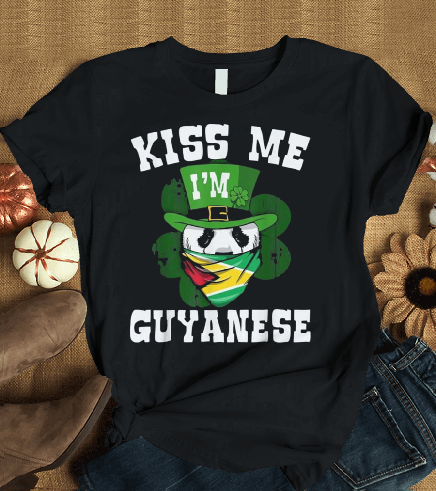 Kiss Me I'm Guyanese Flag Bandana Leprechaun T-Shirt