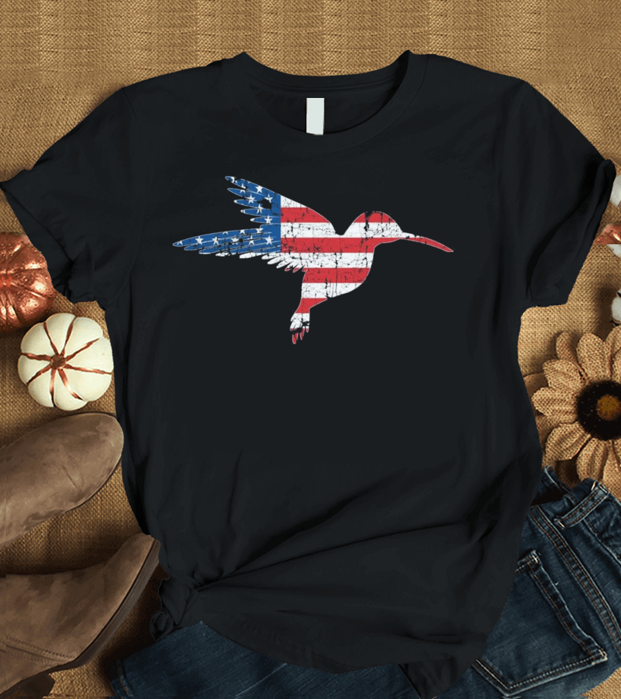 American Flag Hummingbird Men Women USA Patriotic T-Shirt