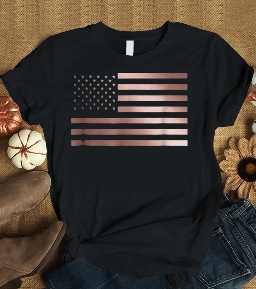Rose Gold USA Flag Cute Gift Idea T-Shirt