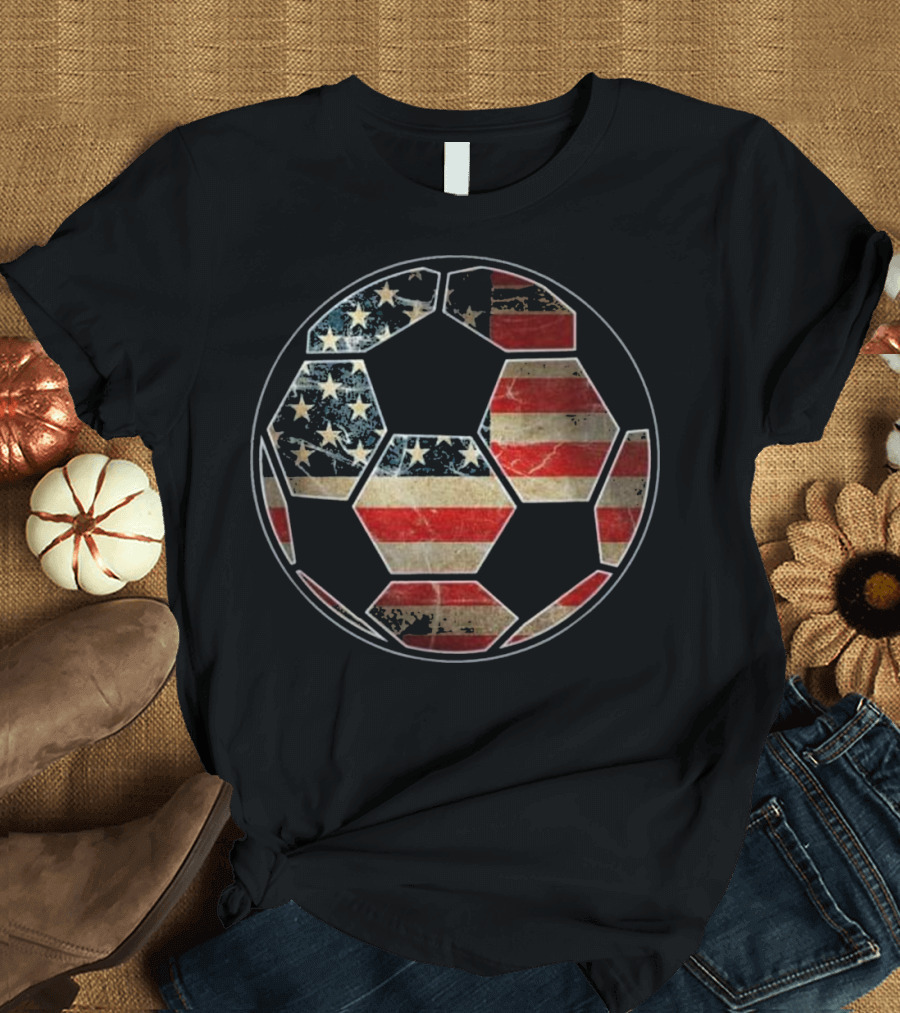 American Flag Soccer Ball Vintage USA Patriotic T-Shirt