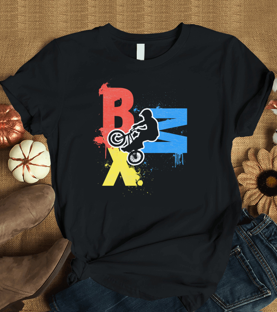 BMX Racing Bike Rider American Retro T-Shirt Bold Color T-Shirt