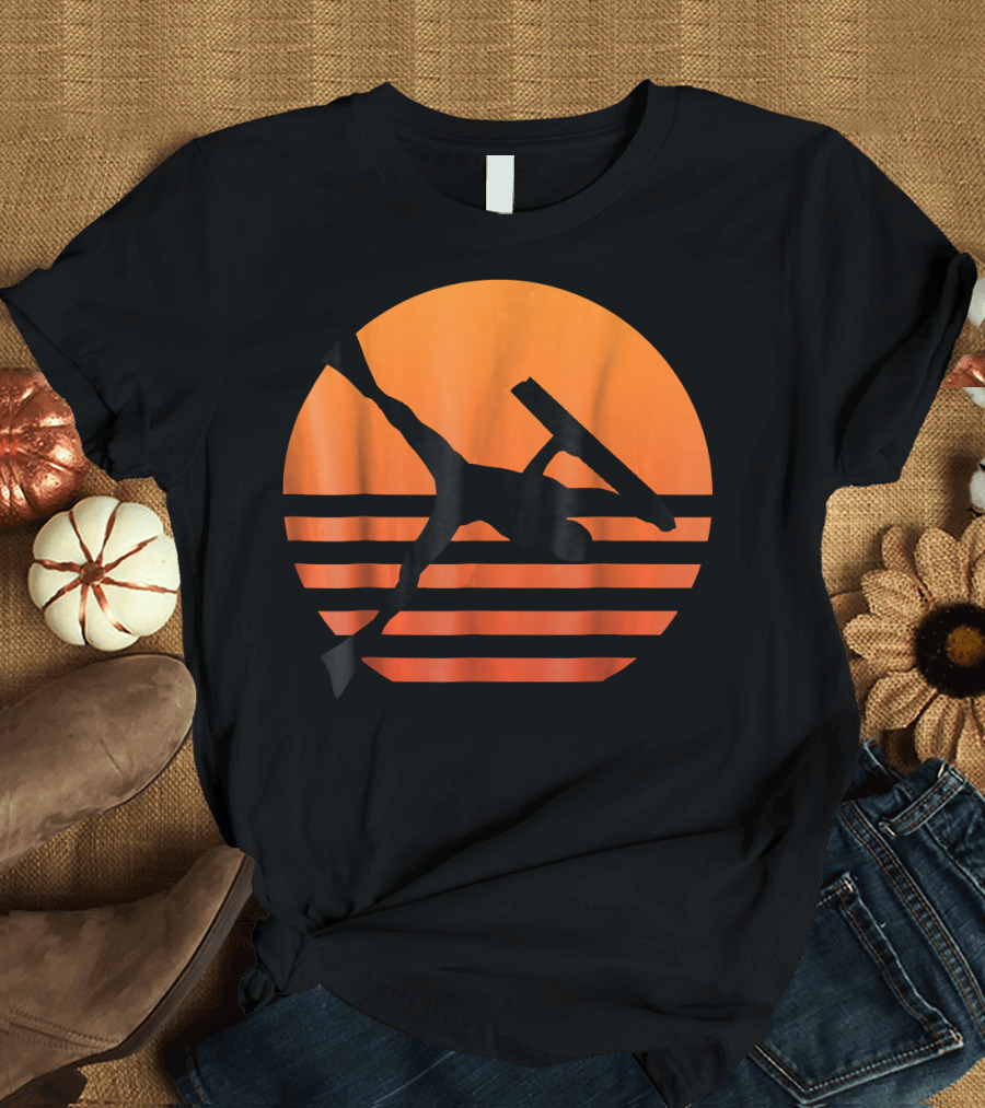 Bodyboarding Rider Launching a Invert A Silhouette on Sunset Stripes T-Shirt