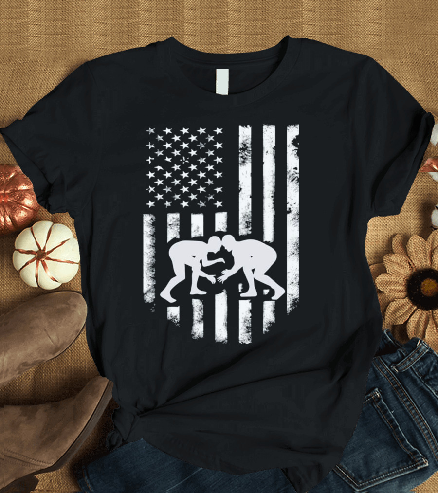 American Flag Distressed Wrestling Iconic T-Shirt