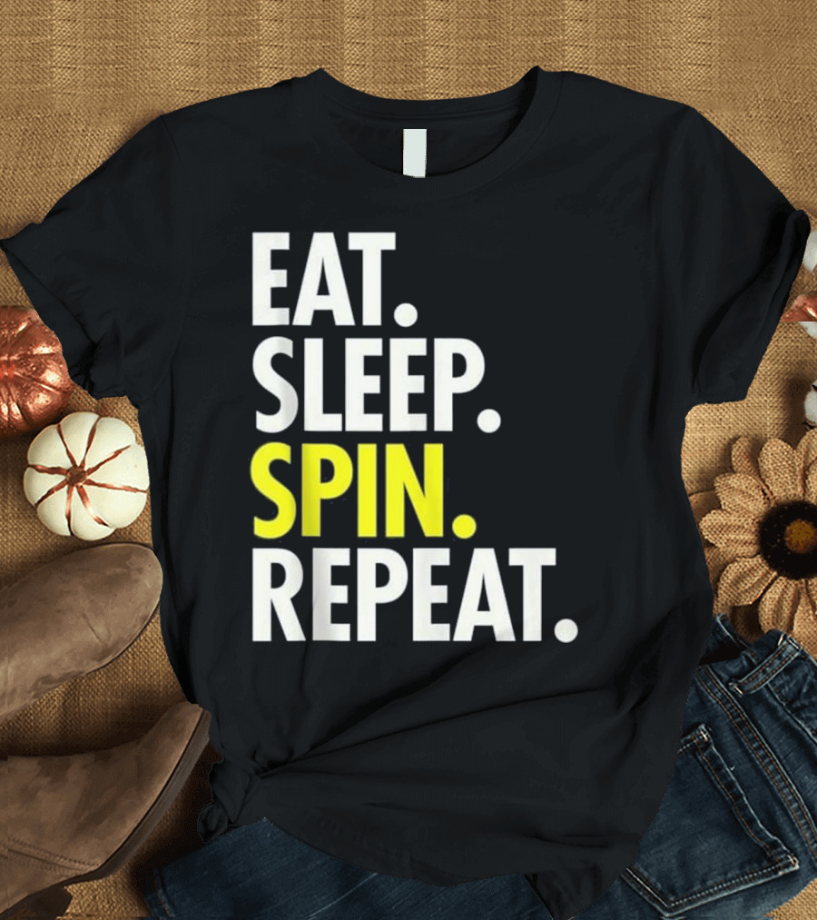 EAT SLEEP SPIN REPEAT Spinning Women Bike Cycle T-Shirt