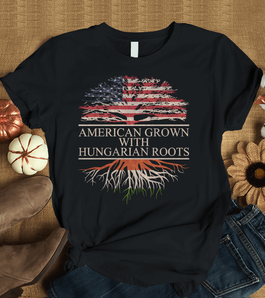American Grown with Hungarian Roots Flag Tree T-Shirt