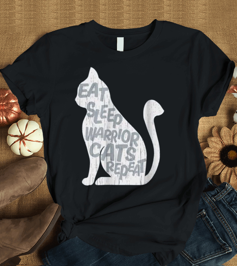 Eat Sleep Warrior Cats Repeat Funny Cat T-Shirt
