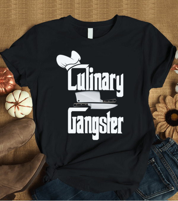 T-Shirt: Culinary Gangster Chef Hat and Cleaver Knives T-Shirt Culinary Gangster Chef Hat and Cleaver Knives T-Shirt