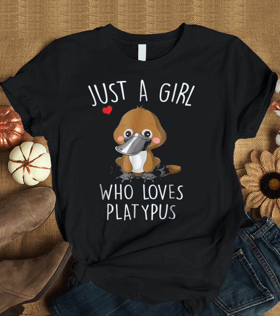 Just a Girl Who Loves Platypus Cute Cartoon Heart T-Shirt