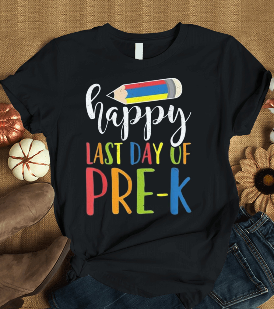 Happy Last Day of Pre-K Crayon Teacher T-Shirt