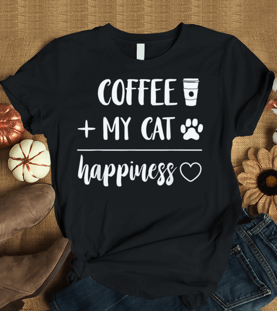 COFFEE MY CAT HAPPINESS PAW HEART T-Shirt