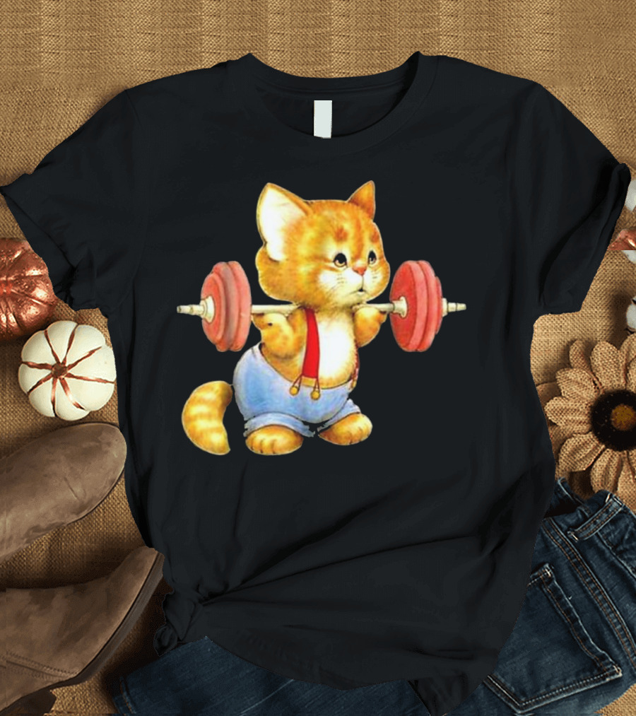 Cute Cat Weightlifting Squat Gym Powerlifting T-Shirt