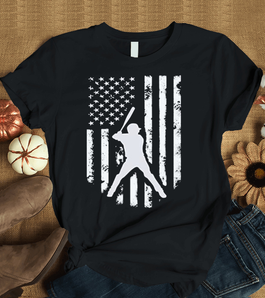 American Flag Baseball Distressed USA T-Shirt