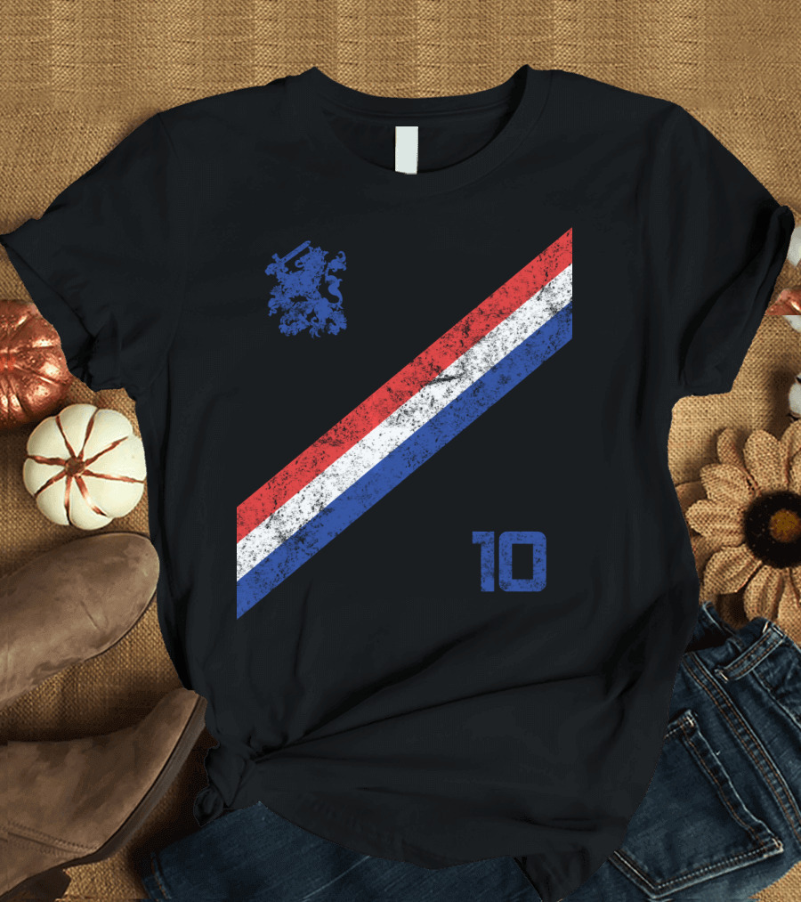 NEDERLAND SOCCER JERSEY VINTAGE 10 DUTCH FLAG LION T-Shirt