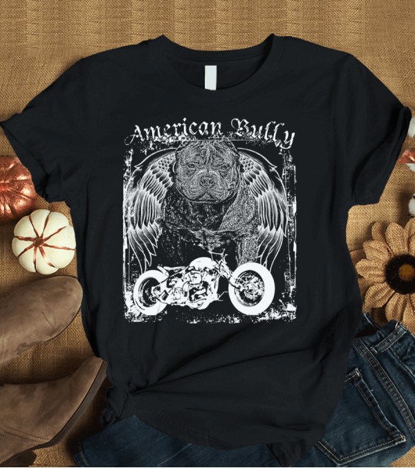 T-Shirt: American Bully Winged Motorcycle T-Shirt American Bully Winged Motorcycle T-Shirt