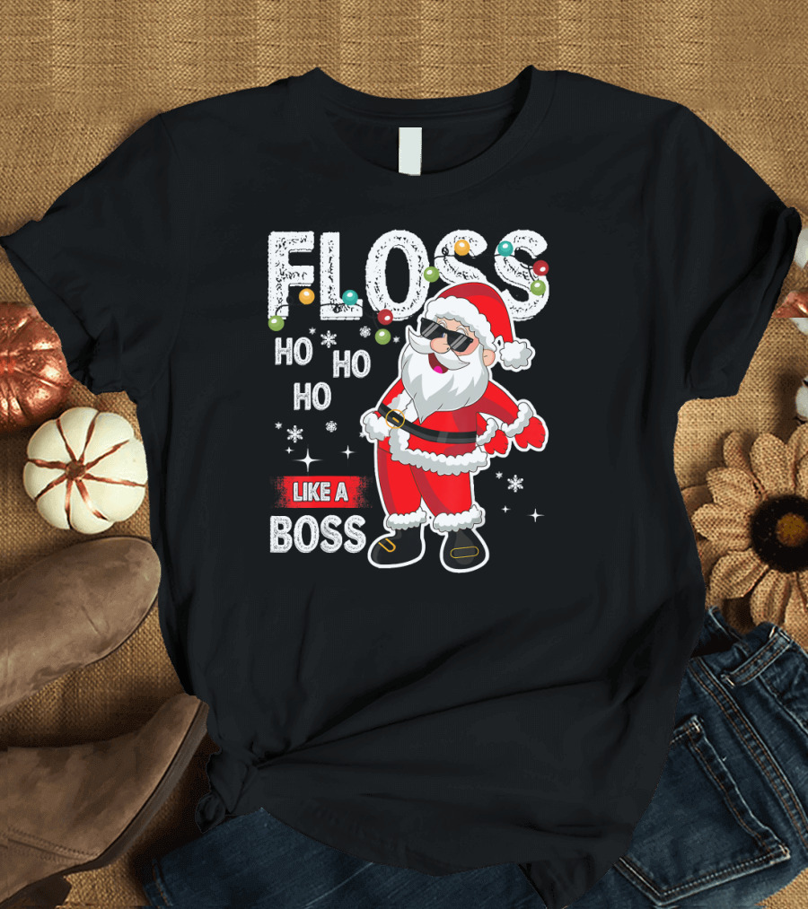 Floss Like a Boss Santa Ho Ho Ho Christmas T-Shirt