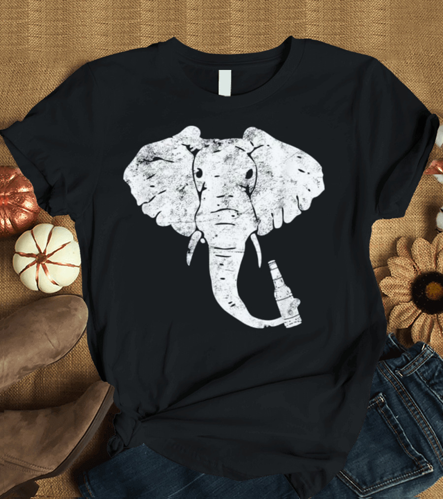 Elephant with Beer Bottle Fun Animal Gift T-Shirt