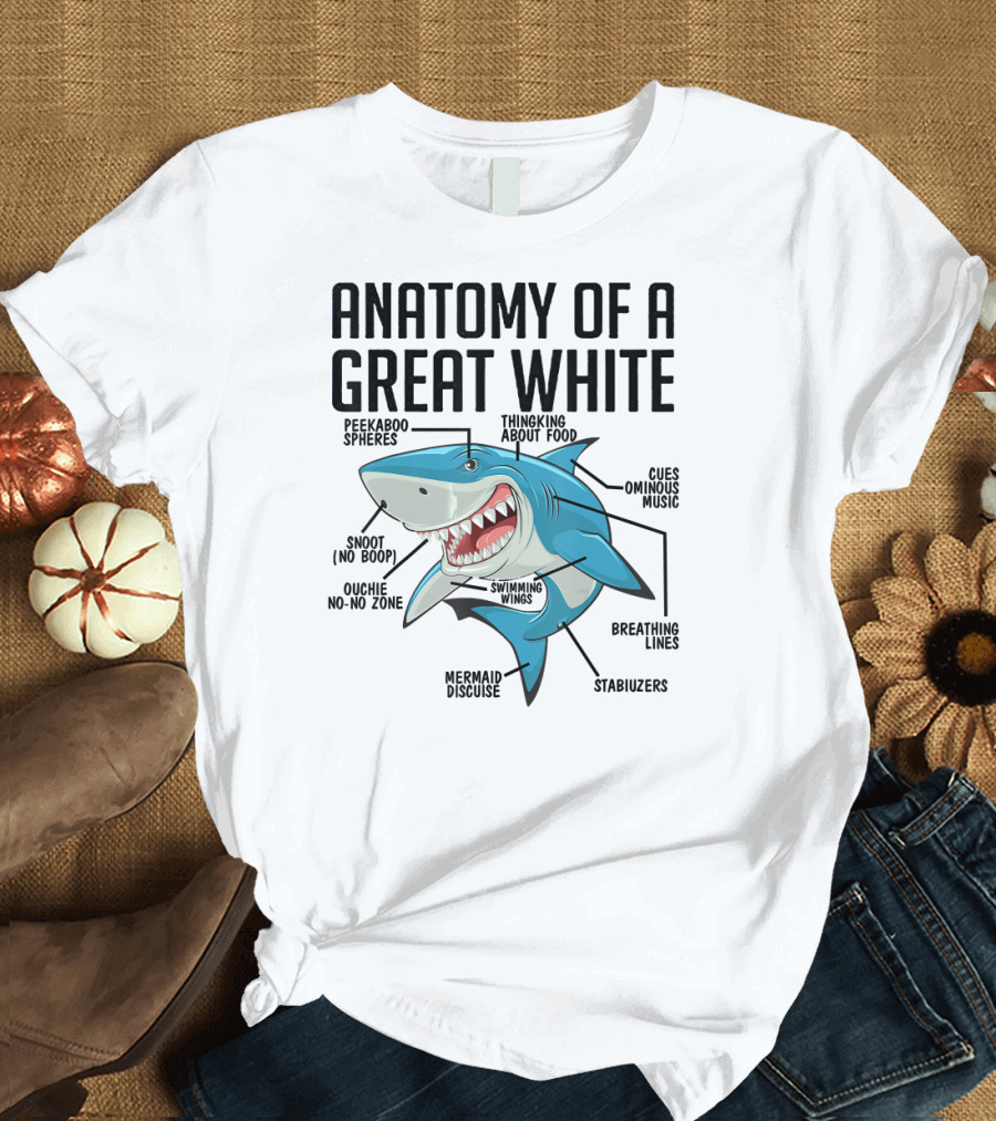 Anatomy Of A Great White Peekaboo Spheres Thinking About Food Cues Ominous Music Snout No Boop Ouchie No No Zone Swimming Wings Breathing Lines Mermai