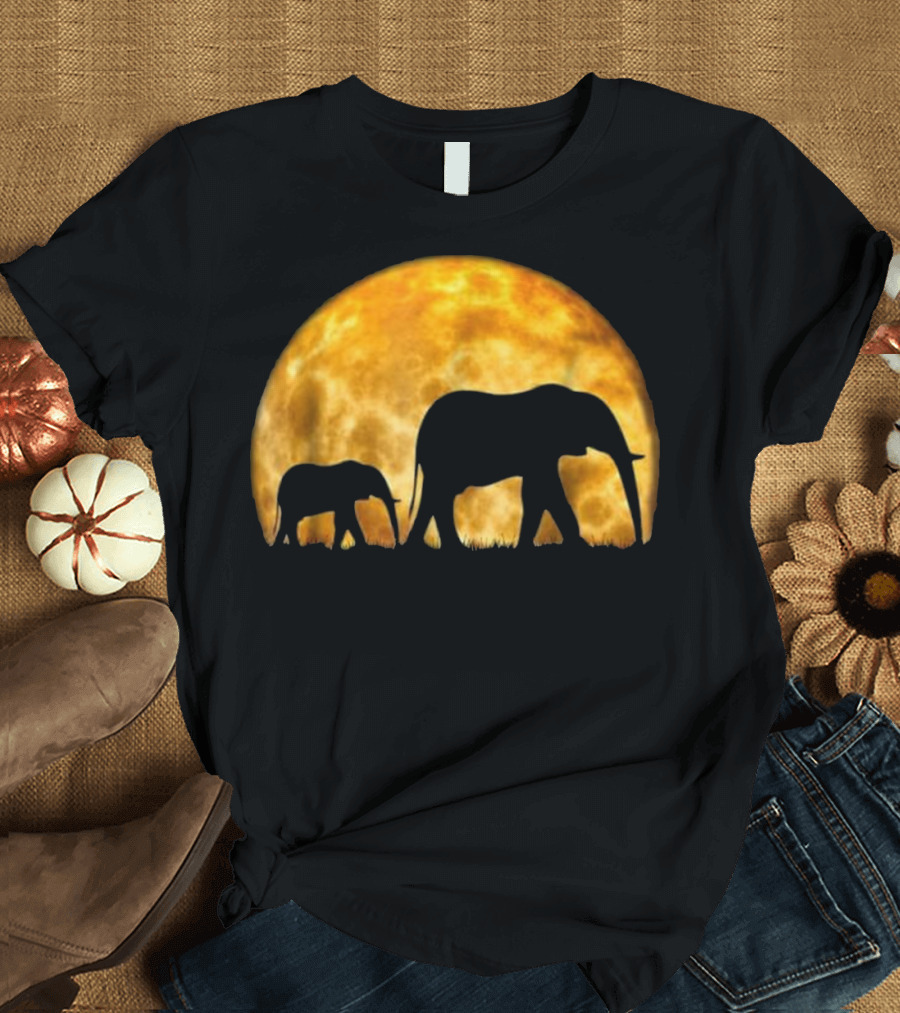 Elephant T Cute Baby Elephant Wild Moon T-Shirt
