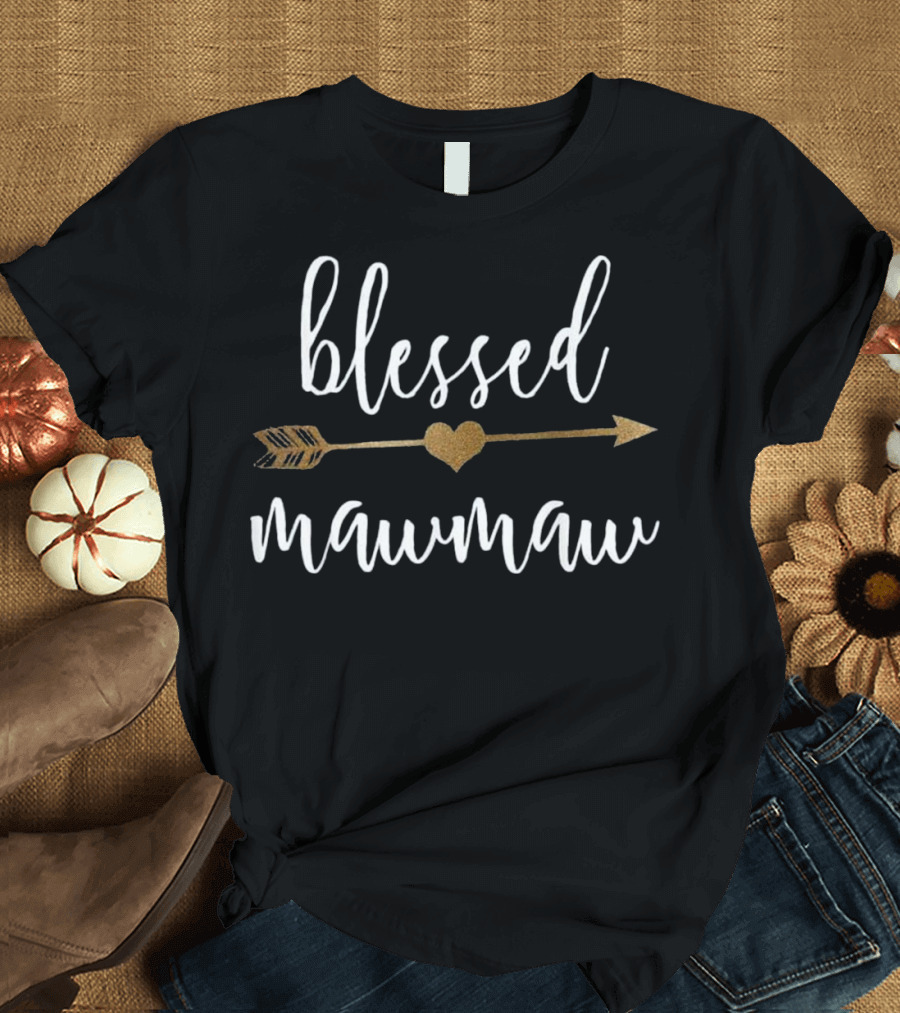 Blessed Mawmaw Gold Arrow Heart T-Shirt