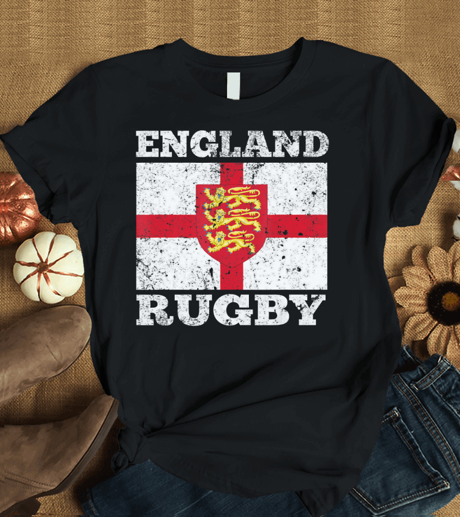 England Rugby Vintage English Flag Distressed Shirt Three Lions T-Shirt
