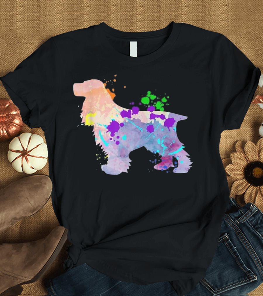 English Cocker Spaniel Watercolor Splatter T-Shirt