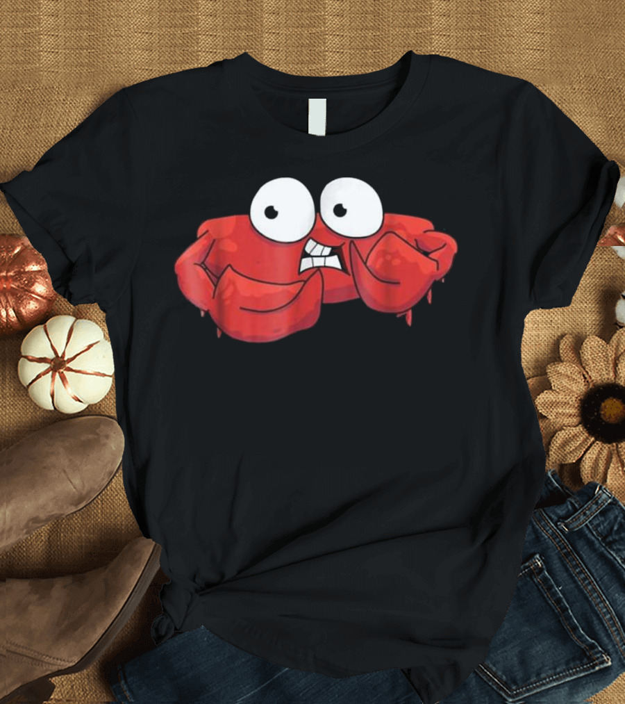 Scared Crab Seafood Restaurant Di Nervous Cartoon Crab T-Shirt