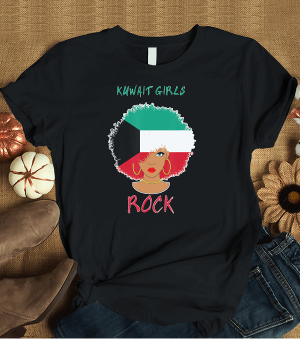 T-Shirt: Kuwait Girls Rock Kuwaiti Flag Afro Hairstyle T-Shirt Kuwait Girls Rock Kuwaiti Flag Afro Hairstyle T-Shirt
