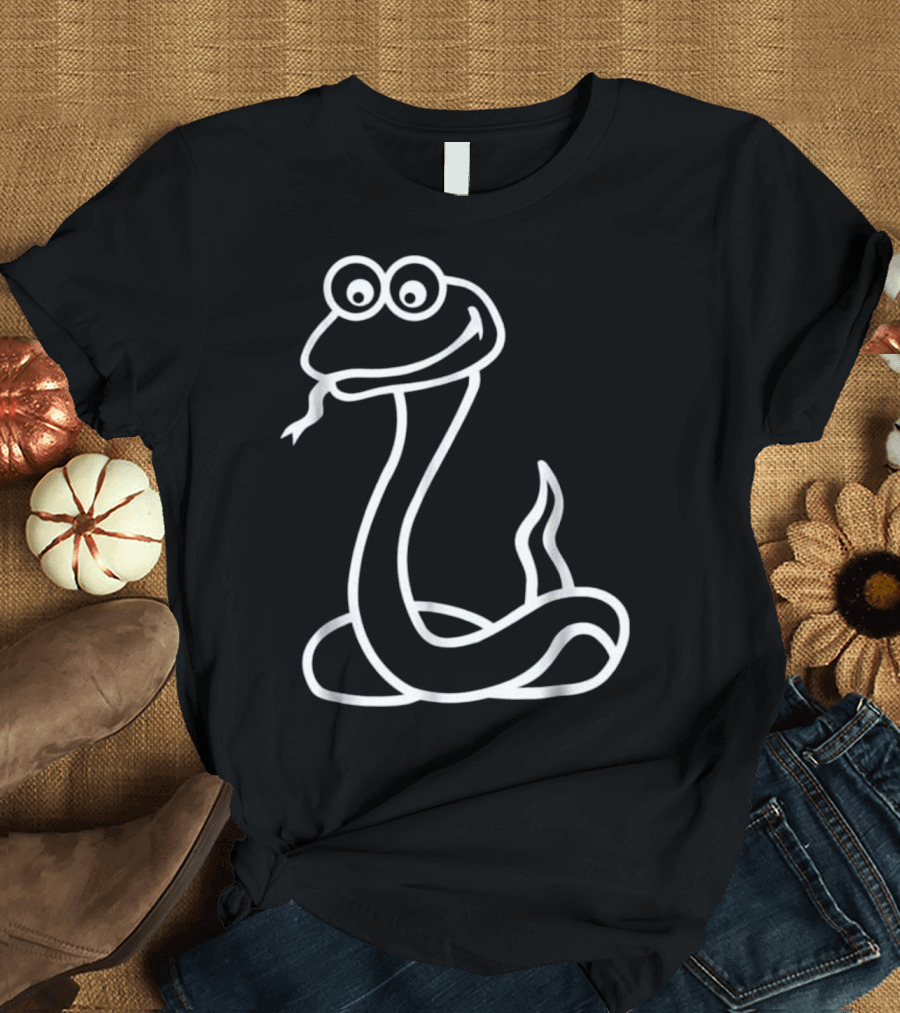 Cute Snake Icon with Smiling Cartoon Face T-Shirt