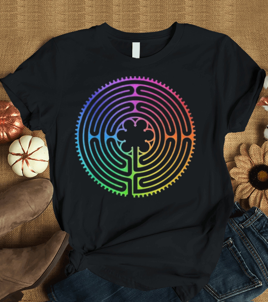 Labyrinth Rainbow Chartres Labyri Circular Maze Multicolor T-Shirt